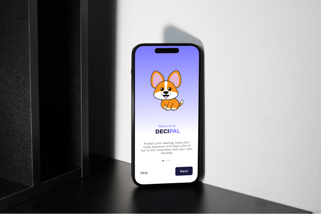 DeciPal hearing awareness app displayed on a smartphone